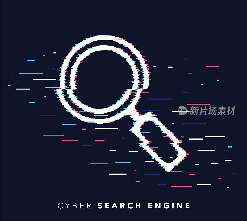 Search Engine Glitch Effect Icon Illustration
